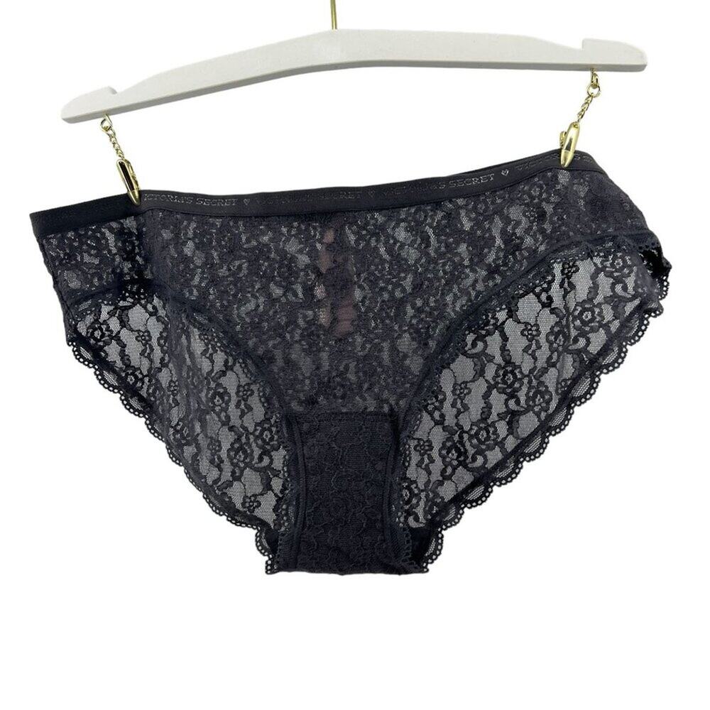 Victoria's Secret Grey Lace Bikini Panty Signature Waistband Womens Large